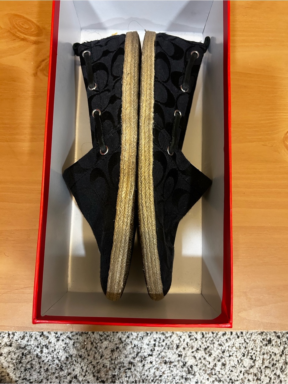 Coach Black Signature Logo Espadrille Slip-On Flats Size 8.5 - Picture 6 of 7